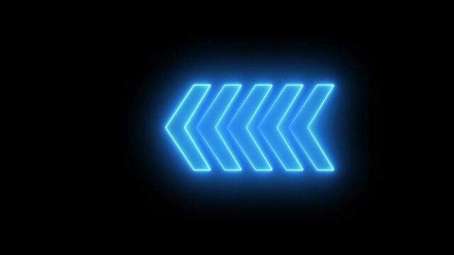 Abstract glowing neon arrow loading animation.  set of glowing neon arrows.right ,left,up,down arrows.neon arrow on black blackgroud-4k video.