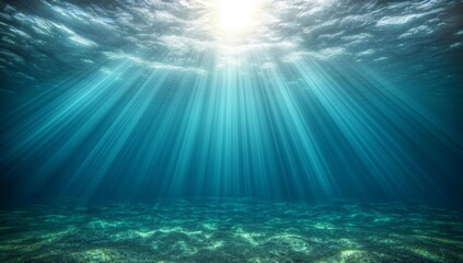 Fototapeta premium Underwater Sunlight Rays Illuminating Ocean Floor