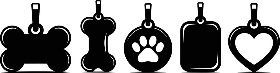 Obraz premium Dog Bone Pet ID Tag Design Cute Vector Icon