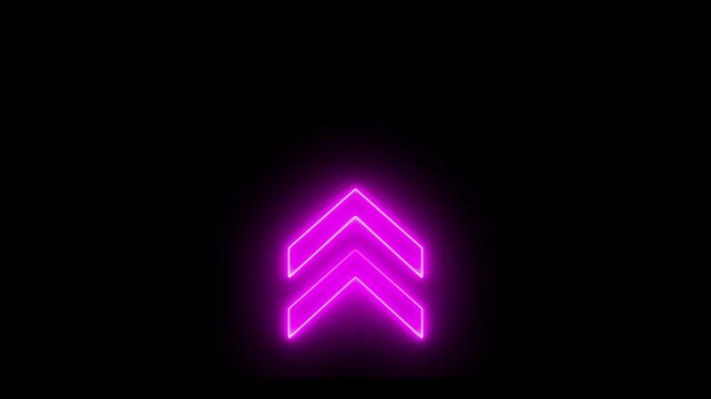 Abstract glowing neon arrow loading animation.  set of glowing neon arrows.right ,left,up,down arrows.neon arrow on black blackgroud-4k video.