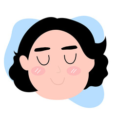 Cute head avatar woman and man character. emoticon human design