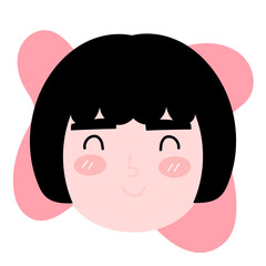 Cute head avatar woman and man character. emoticon human design