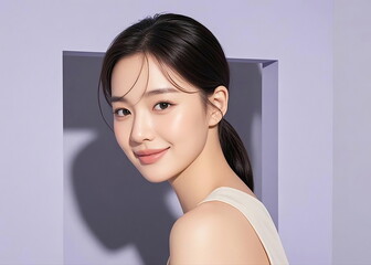 스튜디오에서 포즈 취하는 한국 모델, Korean Model Posing in Studio