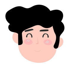 Cute head avatar woman and man character. emoticon human design