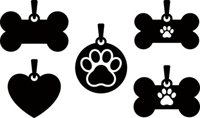 Dog Bone Pet ID Tag Design Cute Vector Icon