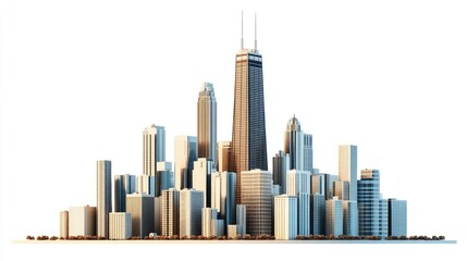 Fototapeta premium A city skyline with modern high-rise buildings.