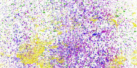 Abstract digital art with textured paint splashes of purple green and yellow colors