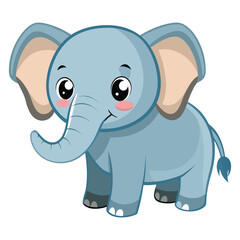 Obraz premium Cute and funny baby elephant cartoon character illustration, perfect for a happy jungle safari adventure