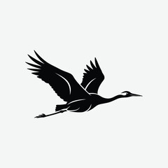 Discover a sleek, stylized silhouette of a crane—perfect for art prints, tattoos, logos, and design projects. Elegant, minimal, and timeless bird illustration.