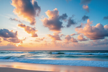Fototapeta premium beach scene with waves crashing on the sand