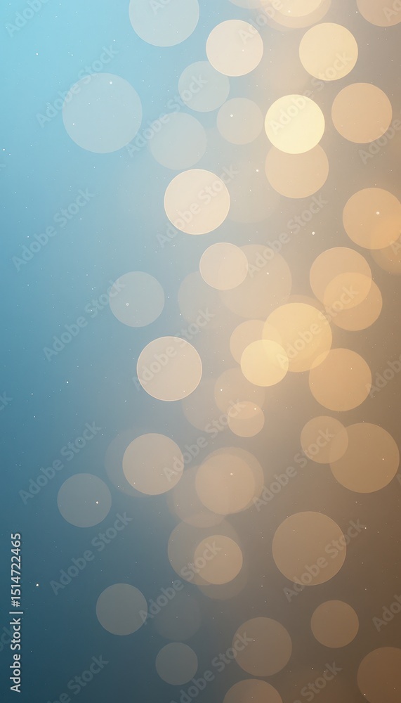 Poster tranquil blue and yellow gradient background with bokeh lights perfect for text overlay