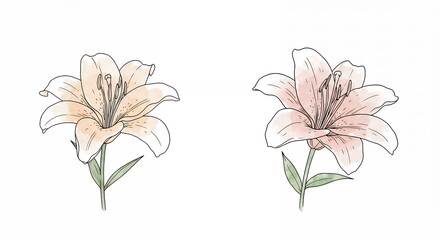 Two lily flower drawings