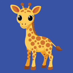 Obraz premium Cute baby giraffe cartoon vector illustration, perfect for wild animal safari art