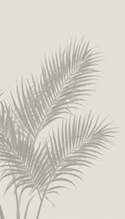 Naklejka premium Serene Minimalist Palm Leaf Silhouette Cream & Gray Vertical Background