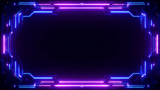 damaged neon frame, glowing interference rectangles, heavy compression and scanning lines