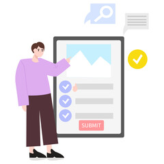 office people concept. Employees working in team, isolated set of people dealing with project tasks. Vector business people showing ideas on presentation, brainstorming and thinking on solution