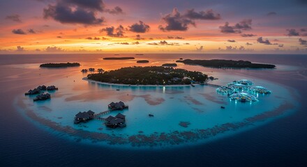 Tropical Island Resort Sunset