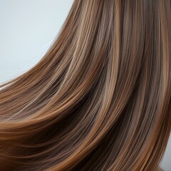 Fototapeta premium Healthy Brown Hair – Smooth, Shiny, and Beautiful Hair in Motion
