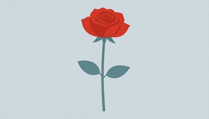 Obraz premium Simple Red Rose Illustration Minimalist Floral Design