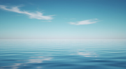 Calm blue ocean with a clear sky and light clouds