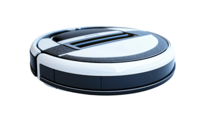 A robot vacuum cleaner autonomously navigating obstacles,Transparent background, PNG file