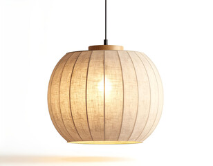 Contemporary Drum Pendant Lamp with Fabric Shade