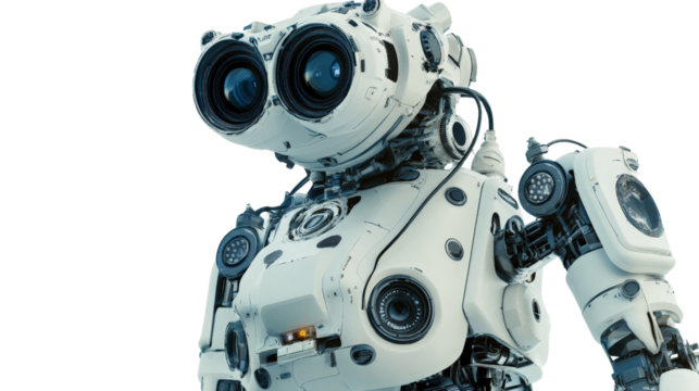 A robot built for space exploration, equipped with sensors and cameras,Transparent background, PNG file