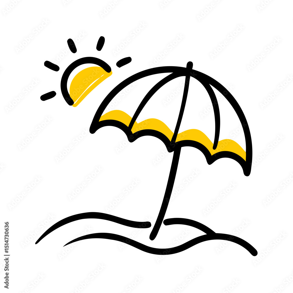 Poster beach with umbrella color icon on transparent background for web and graphic design