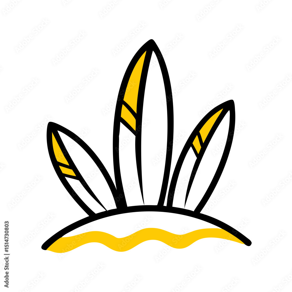 Poster surfboards in sand color icon on transparent background for web and graphic design