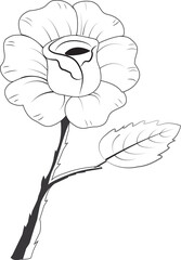 Rose Flower with Leaves – Vector Illustration