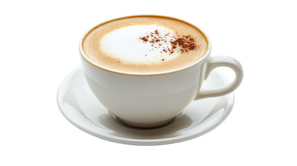 A rich macchiato with a frothy top, served in a small espresso cup,Transparent background, PNG file