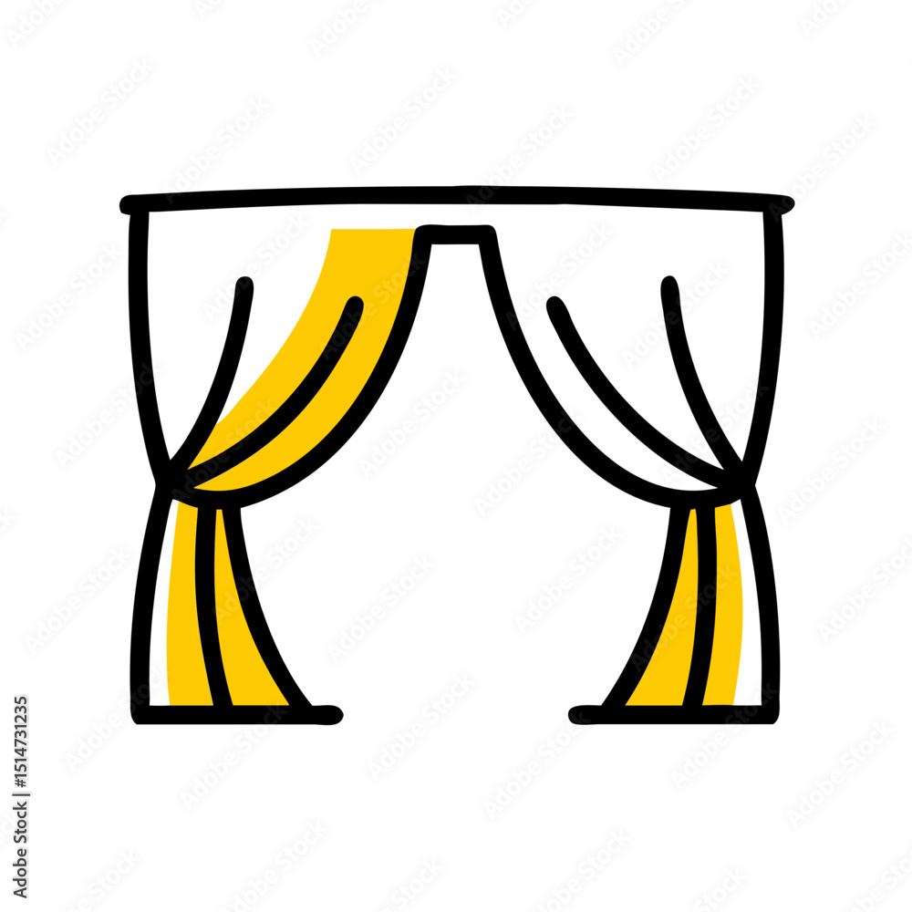Poster curtain window color icon on transparent background for web and graphic design