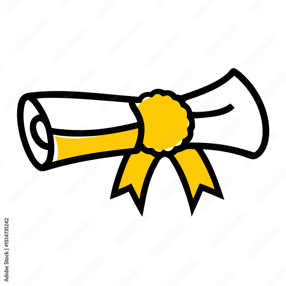 Poster diploma with ribbon color icon on transparent background for web and graphic design
