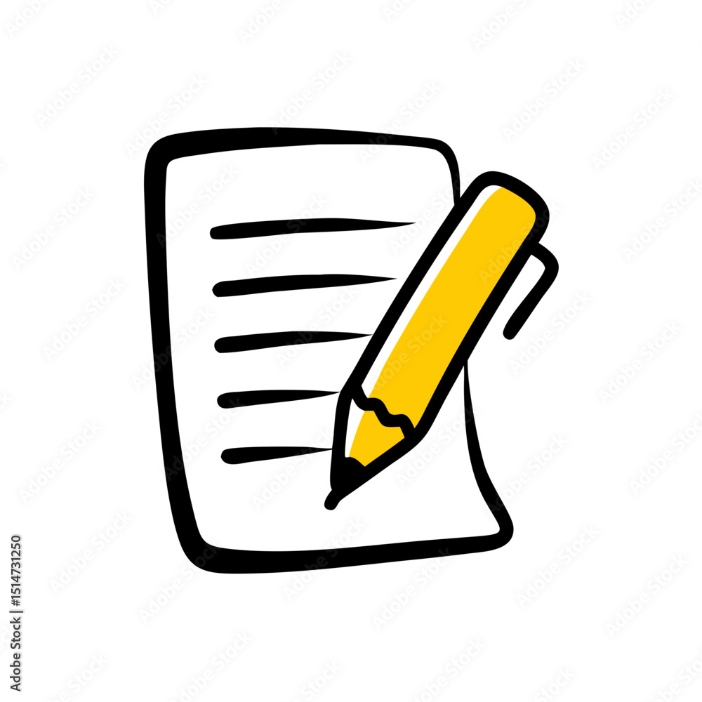 Aufkleber document and pencil color icon on transparent background for web and graphic design