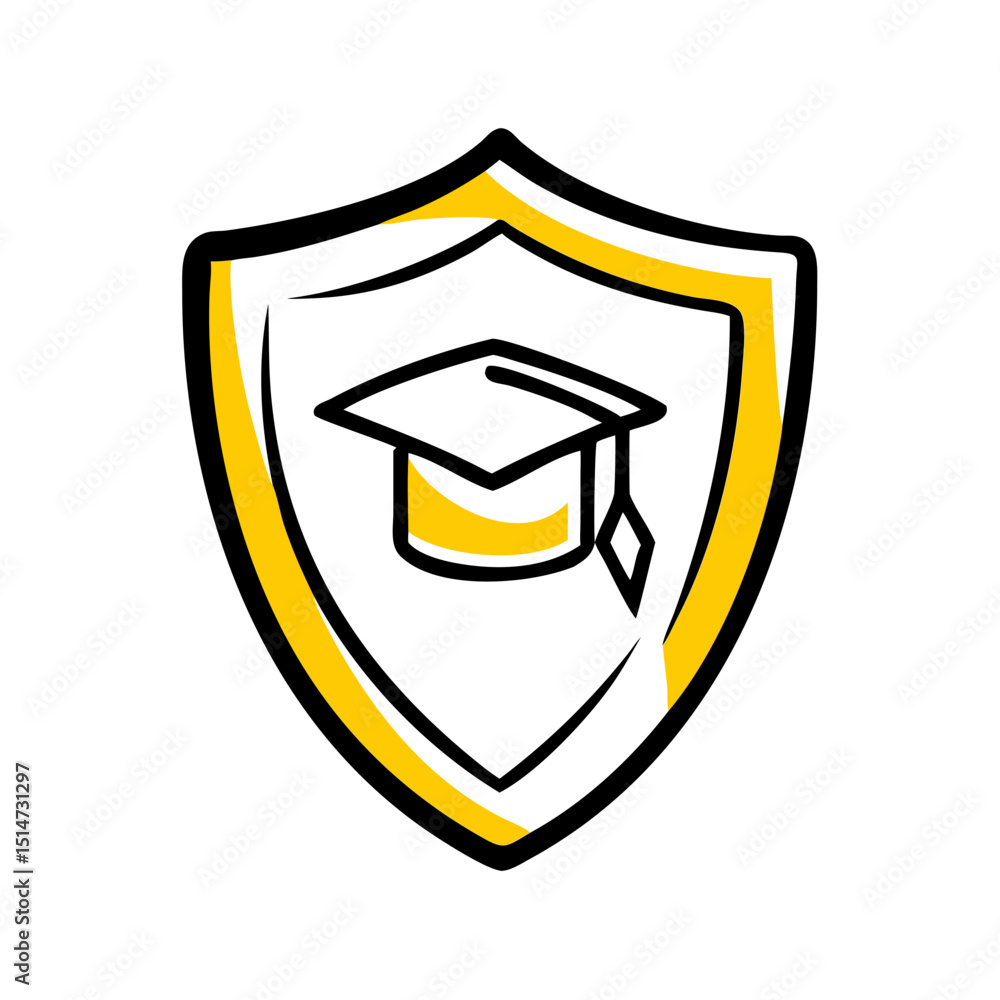 Poster education shield color icon on transparent background for web and graphic design