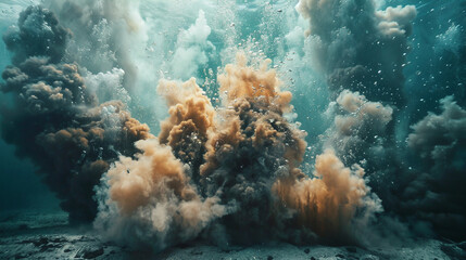Massive Explosion Occurring Below Water Surface