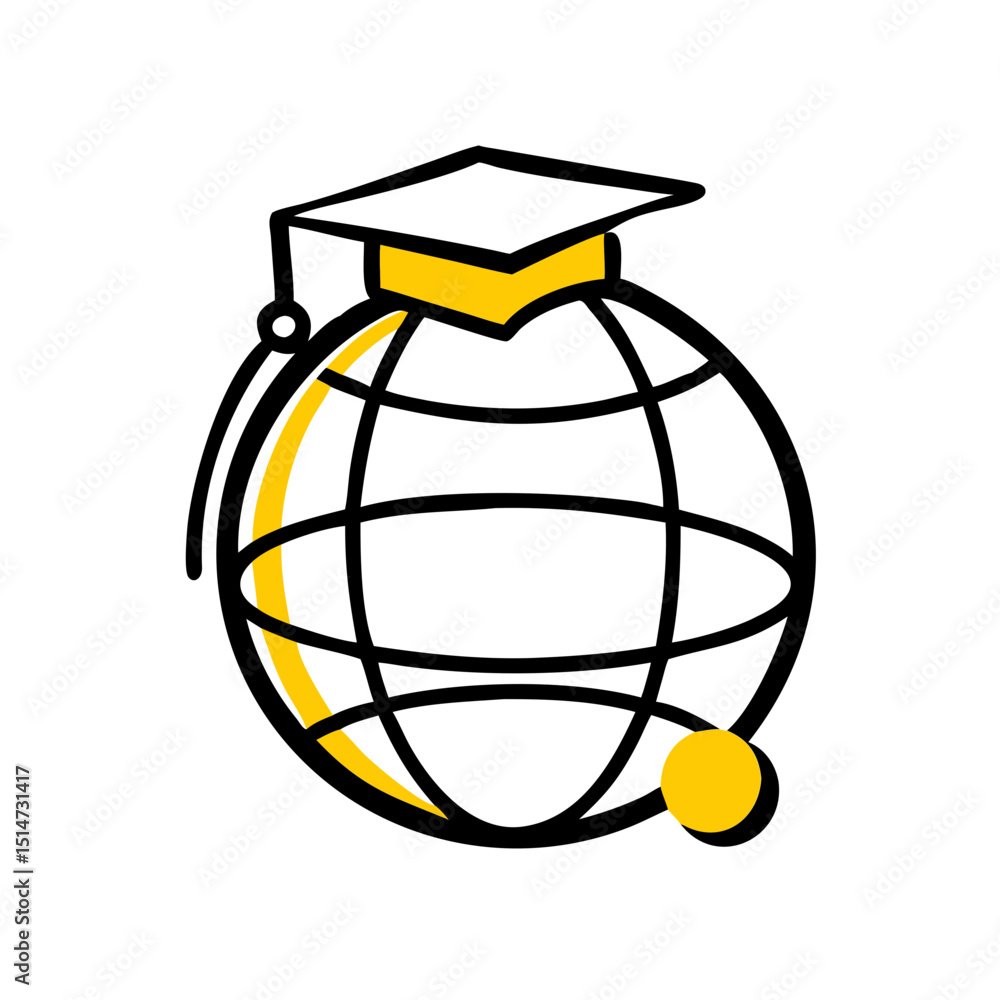 Poster global education color icon on transparent background for web and graphic design