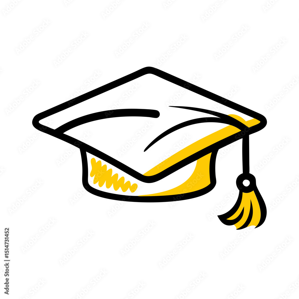 Poster graduation cap color icon on transparent background for web and graphic design