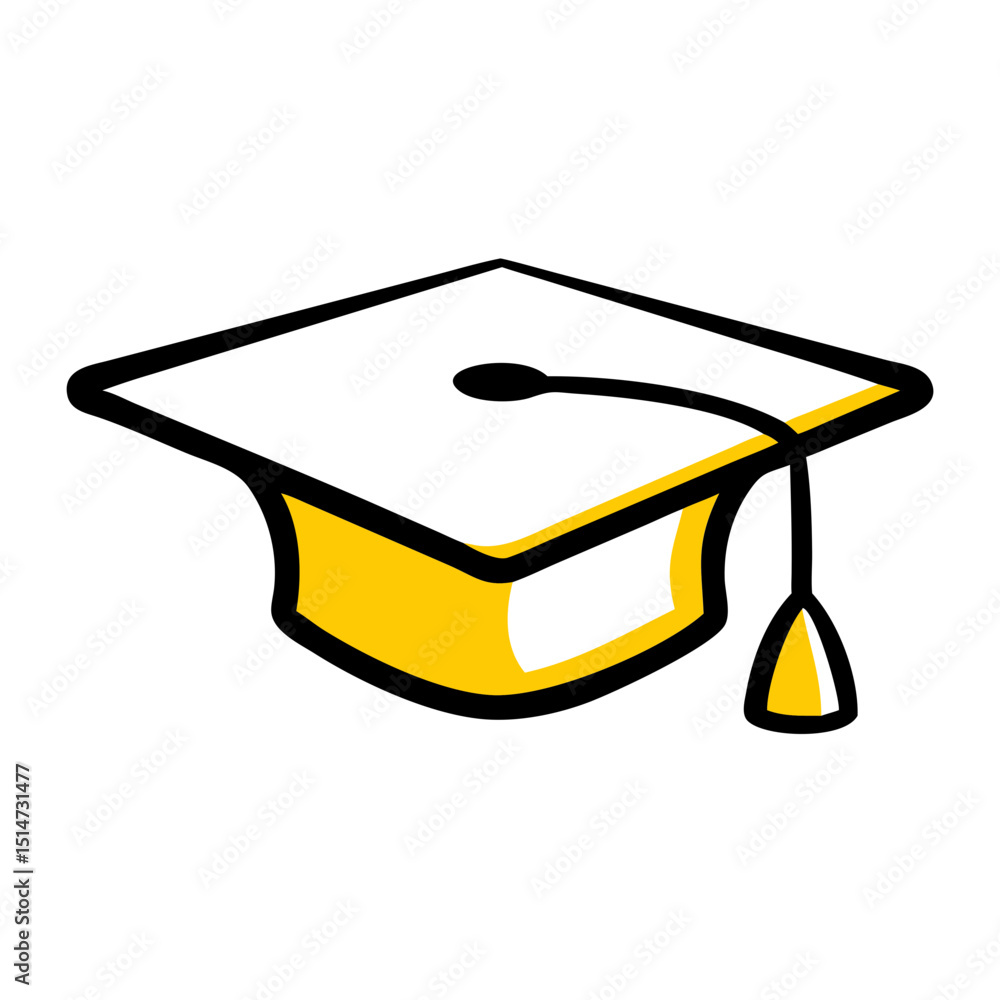 Poster graduation cap cycle color icon on transparent background for web and graphic design