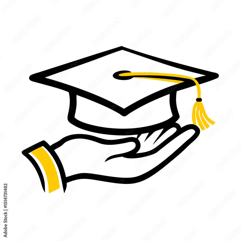 Poster graduation in hand color icon on transparent background for web and graphic design
