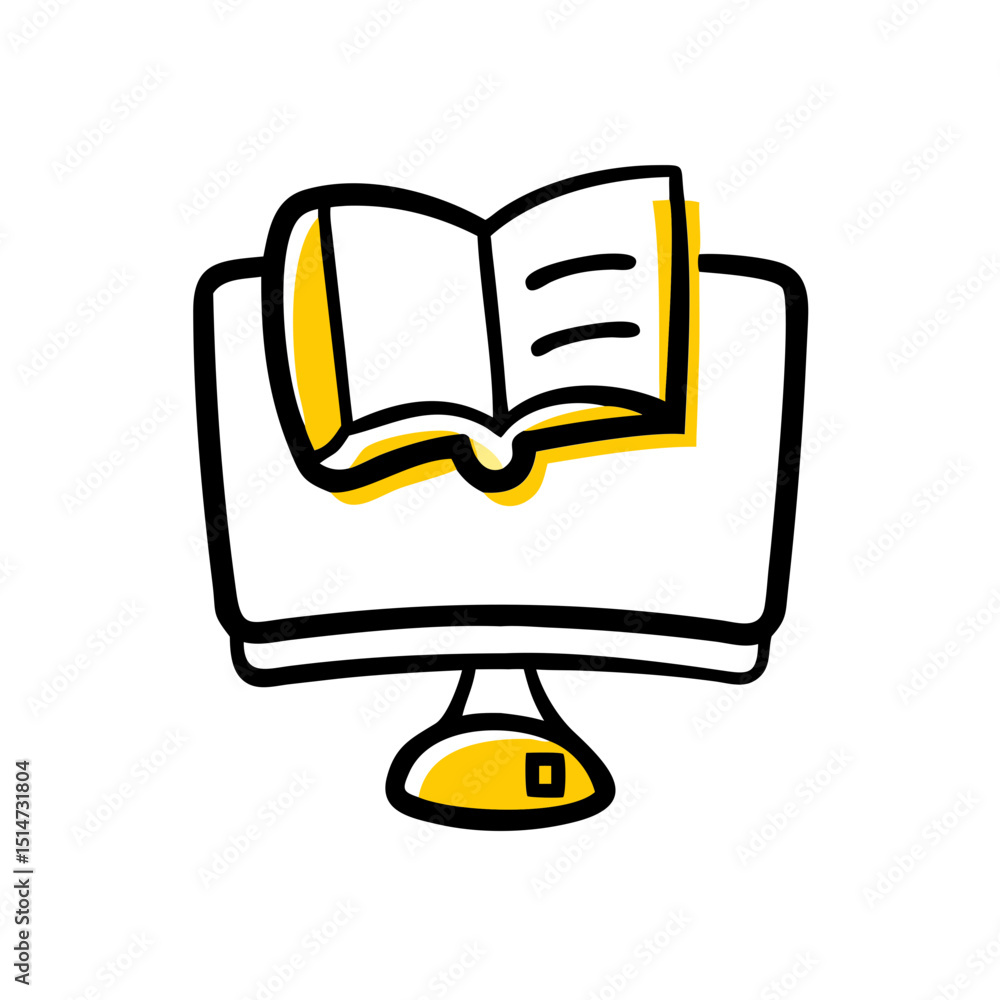 Poster online learning color icon on transparent background for web and graphic design