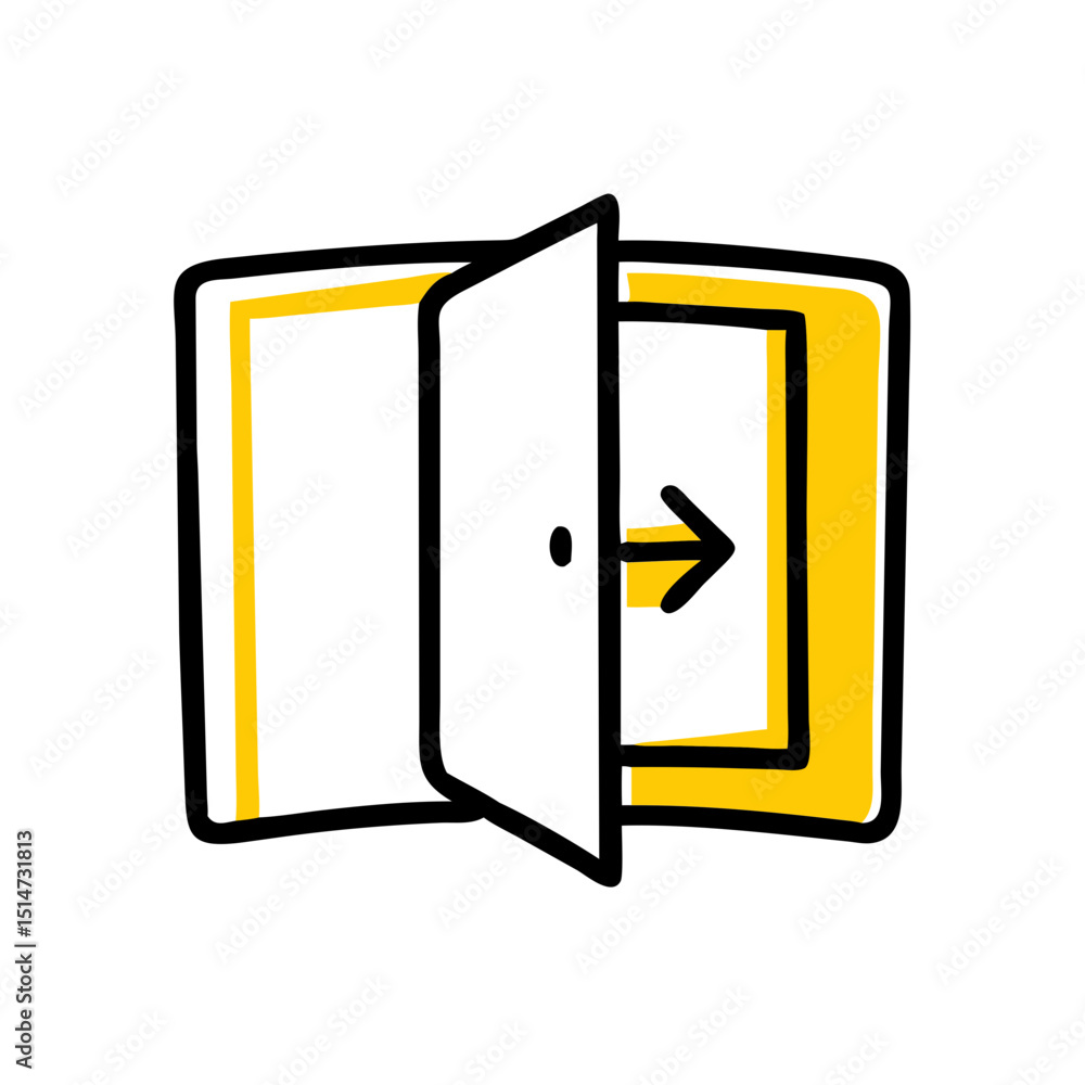 Poster Open door color icon on transparent background for web and graphic design