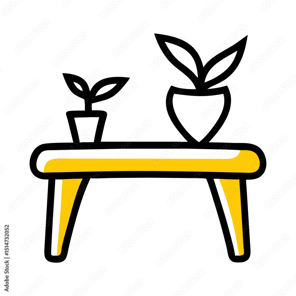 Poster table with plant color icon on transparent background for web and graphic design