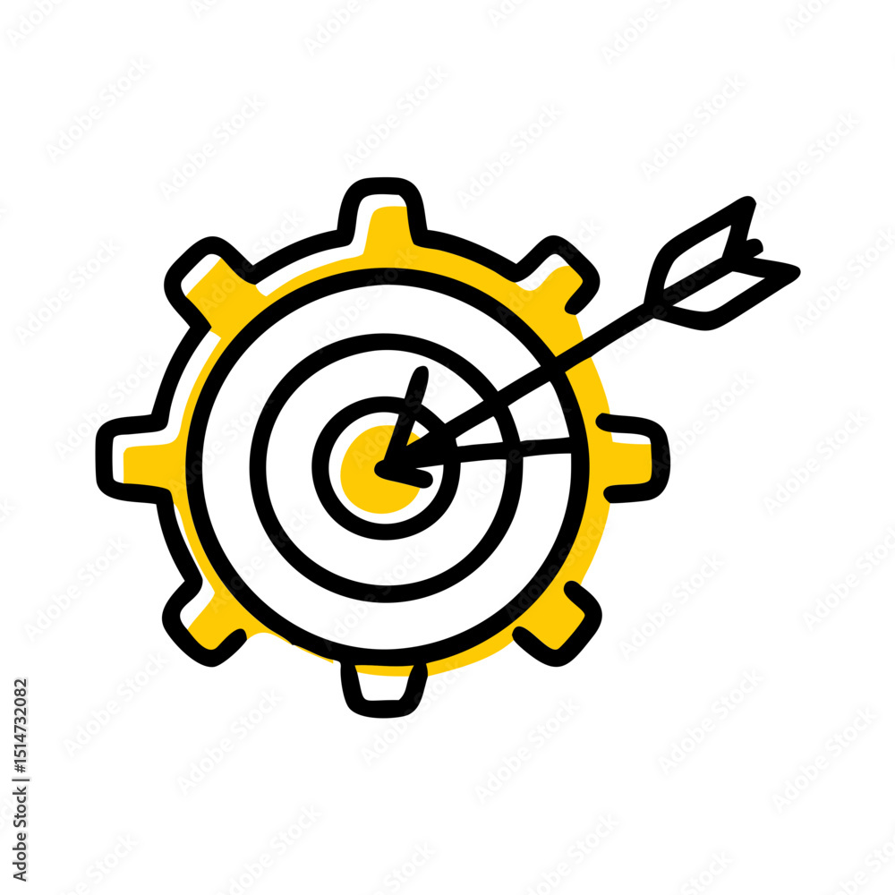 Poster target with gear color icon on transparent background for web and graphic design