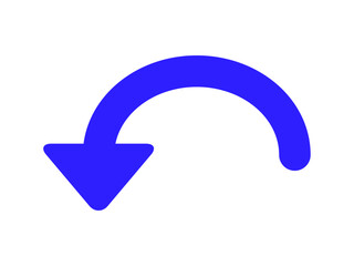 曲がった　下向き　左向き　矢印　青