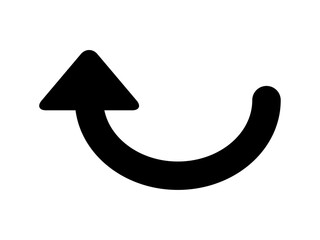 曲がった　上向き　左向き　矢印　黒