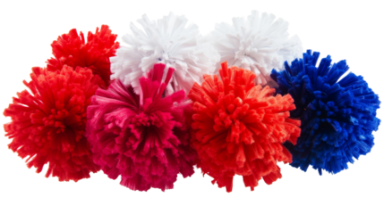 A set of cheerleading pom-poms in team colors,Transparent background, PNG file