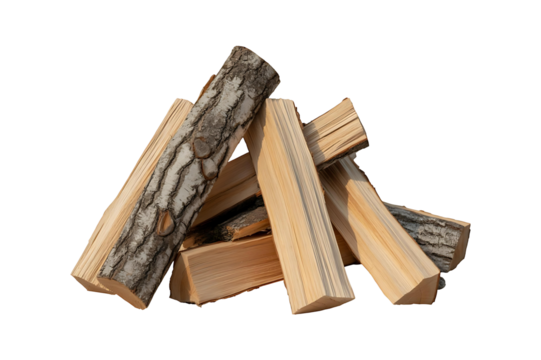 Pile of firewood isolated on transparent background. Png