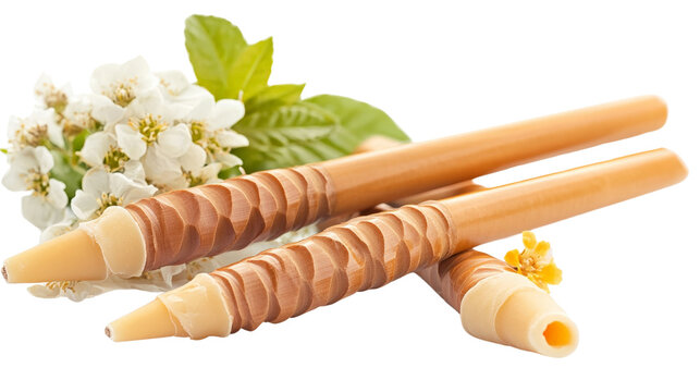A set of ear candling cones for ear health,Transparent background, PNG file