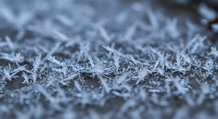 Frozen crystals in winter, extreme close up.